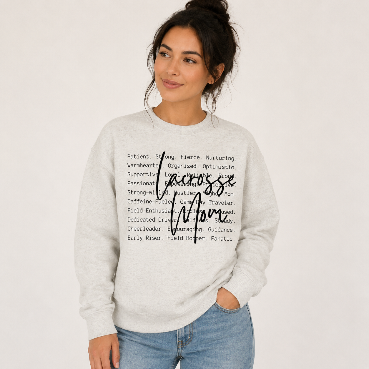 Lacrosse Mom Writing Crewneck Sweatshirt