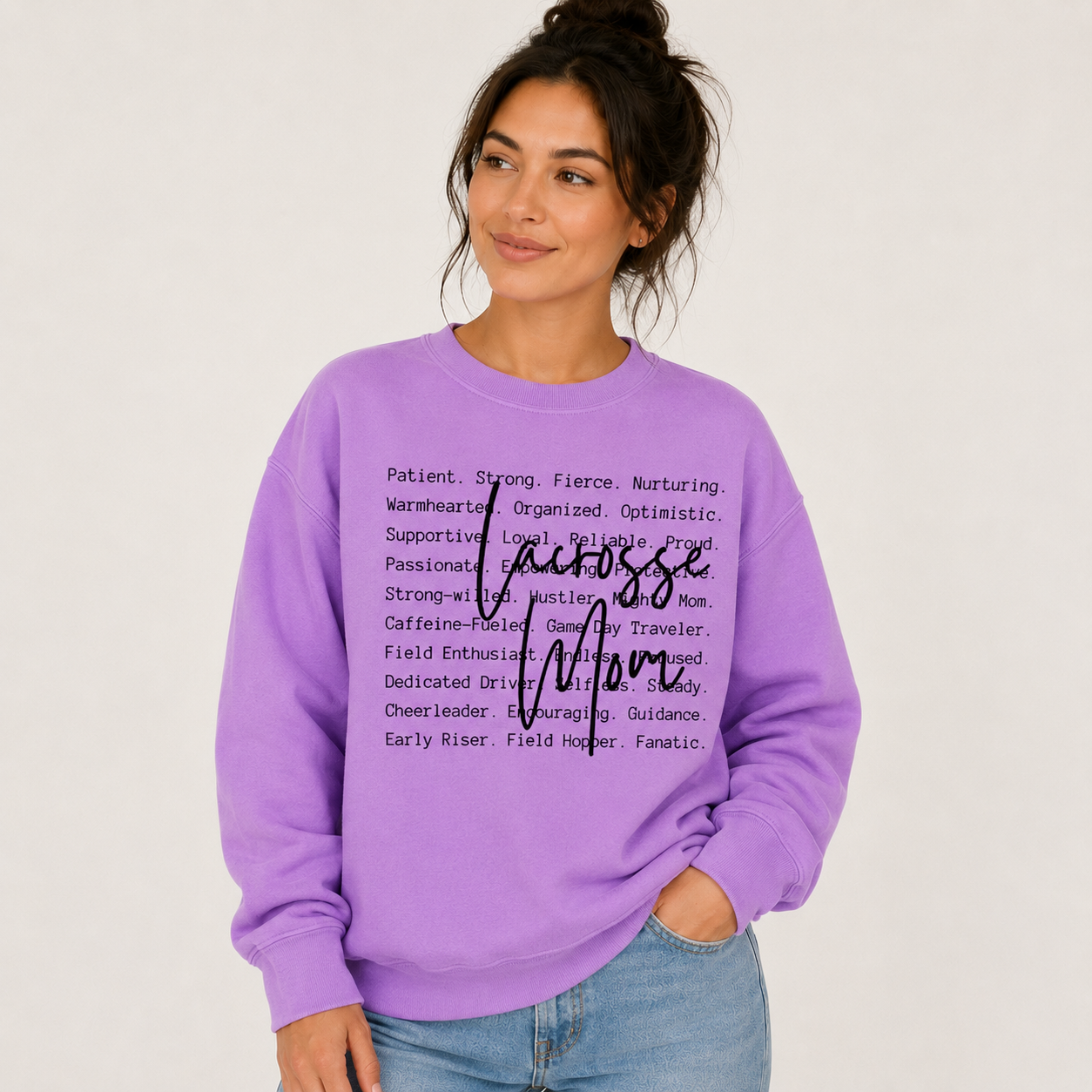 Lacrosse Mom Writing Crewneck