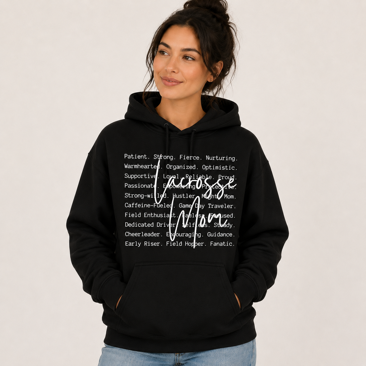 Lacrosse Mom Writing Hoodie